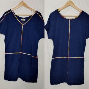 Madewell Embroidery Easy Dress Cotton Tunic Blue G2304 Small S‎ Short Sleeve